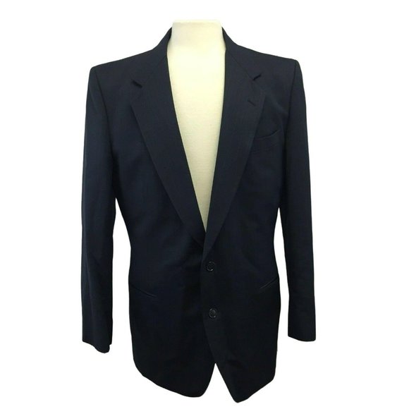 Thomas Suit Jacket Blazer Sports Coat Mens 100% Pure Wool 42L Blue Pinstripe 6 P - Picture 1 of 12